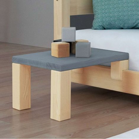 Table de chevet à fixer sur le lit - Gris et bois naturel - 43 x 32 x 41 cm (1/4)