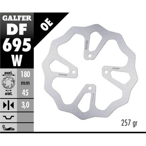 Disco de freno GALFER Wave de 180 mm para KTM, Husqvarna, Gas Gas 65 SX '23-