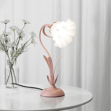 Lampe de Chevet Fille Rose Col de Cygne Abat-Jour Muguet Intensité Réglable Lecture (1/3)