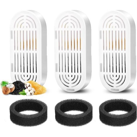 Filtro para dispensador de agua para mascotas compatible con acero inoxidable de 3,2 L y 4 L, incluye esponja prefiltro, plegable 3+3