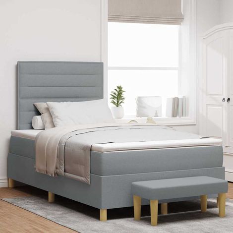 vidaXL Lit à ressorts avec tête de lit Gris clair 200 x 120 cm tissu (1/5)