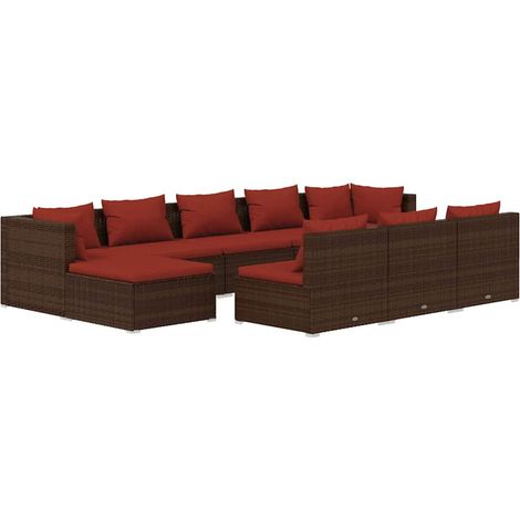 Maison Exclusive - 10-tlg. Garten-Lounge-Set mit Kissen Braun Pol (1/5)