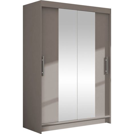 Armoire coulissante Cachemire 200x120x58cm – 5 étagères stratifiées – Fabriquée en Europe – Bords protégés ABS