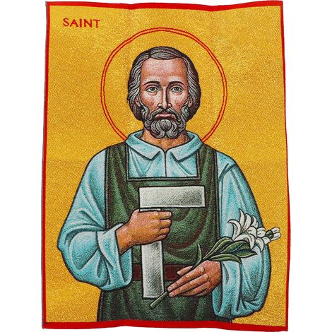 Icône Chrétienne Saint Joseph Charpentier Portrait Décor Murale Artisanale 40x30cm pour Églises Chapelles (1/5)
