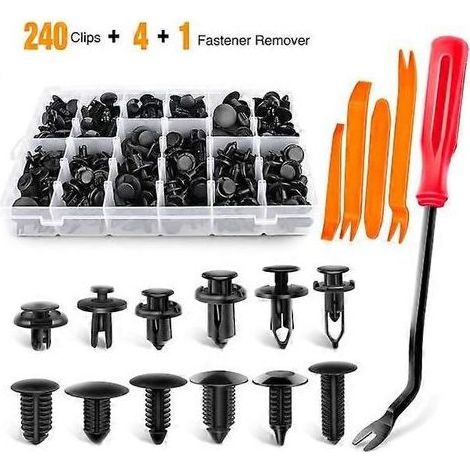Kit de 240 rivets à bouton-poussoir. jeu de rivets à bouton-poussoir de taille standard pour l'automobile. (1/5)