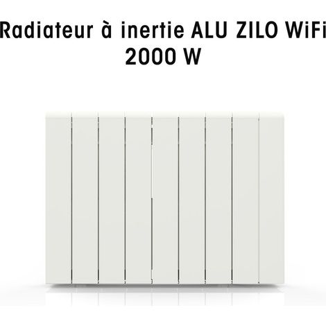 Radiateur à inertie alu ZILO WiFi 2000 W - Chauffage électrique connecté Tuya, IP24, thermostat précis, 4 modes de chauffe, fil pilote 6 ordres, sécurité enfant - BATILEC