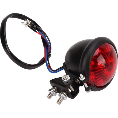 Luz trasera LED redonda retro universal, alto brillo, bajo consumo de energía, accesorios para motocicleta de 12 V, luz trasera LED redonda, lente roja, impermeable, resistente a la intemperie. (1/5)