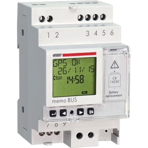 Interrupteur Heure, Astronomique Memo Bus de Barre DIN avec 9 Sorties et Module GPS, Gris Clair (1/3)