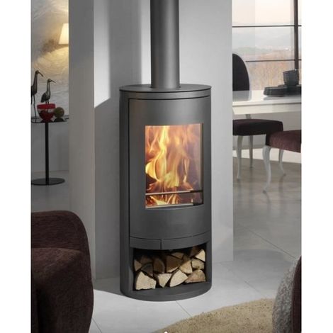 Poêle à bois 7,4 kW – Longueur max bûche 50 cm – Évacuation des fumées – Prise d'air extérieur – Intérieur en vermiculite – Panadero