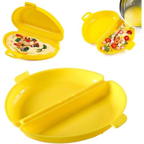 Appareil à omelettes moule à œufs vapeur boîte à œufs frits cuiseur à œufs vapeur (21 x 12 cm jaune) (1/5)