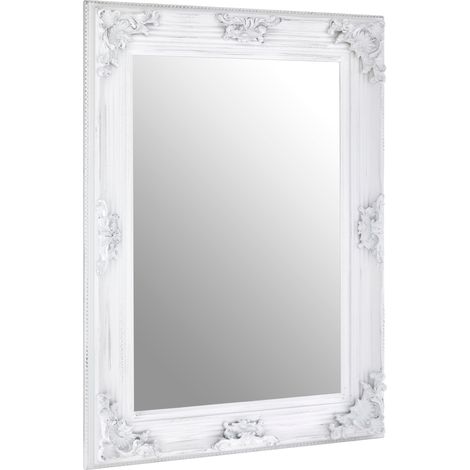 Premier Housewares Rectangular Wall Mirror/ Classic Mirrors For Bathroom / Bedroom / Garden Walls Fancy Wall Mounted Mirrors For Hallway With White Finish W84 X D7 X H113cm.