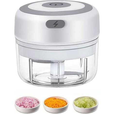 Mini hachoir à ail électrique rechargeable par USB, idéal pour les épices, les oignons et autres aliments.Comprend également un mini