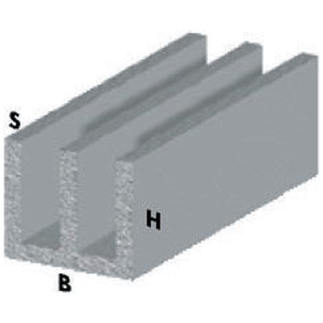 profilo canalino doppia U cm 100 h argento silver 16x7x1 mm alluminio