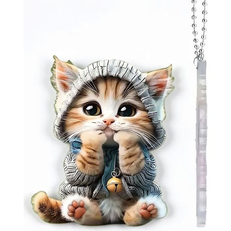 Colgante de acrílico gato con cascabel para coche, 5 cm (1/5)