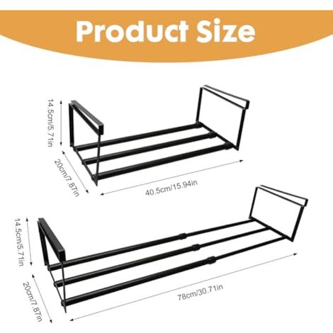 étagère à chaussures suspendue extensible, rangement de chaussures peu encombrant, étagère pour armoires, bureau, salle de bain, organisateur de placard (noir, 40-70 cm) (1/4)