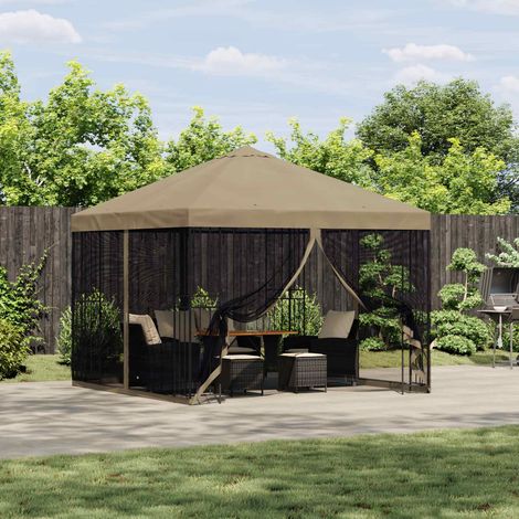 vidaXL Garden Gazebo with Sidewalls 3 x 3 m Beige Polyester and Steel
