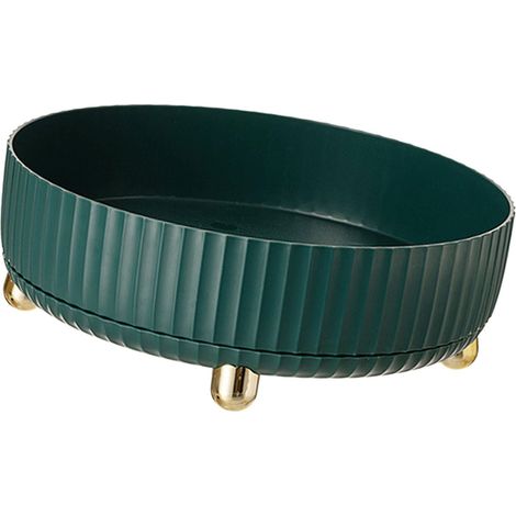 Plateau de rangement rotatif à 360 degrés, organisateur de luxe léger et innovant, plateau tournant pour maquillage, coiffeuse de cuisine (vert foncé) (1/5)