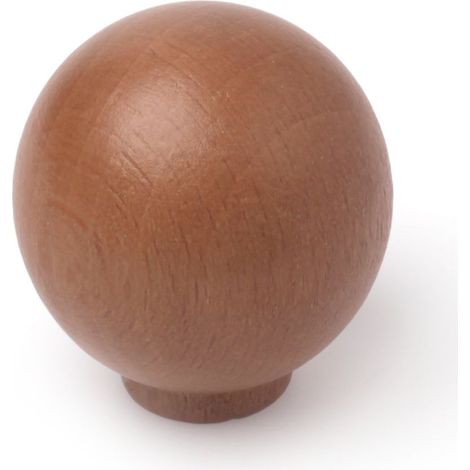 Pomo en madera con acabado nogal, dimensiones: 29x29x32 mm, Ø: 30mm -