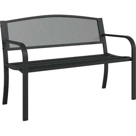 Maison Exclusive - Gartenbank 119 cm Schwarz Stahl (1/5)