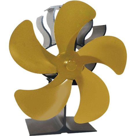 5-flügeliger Ofenventilator, Kaminventilator, wärmebetrieben, für Kamine und Öfen, goldfarben (1/5)