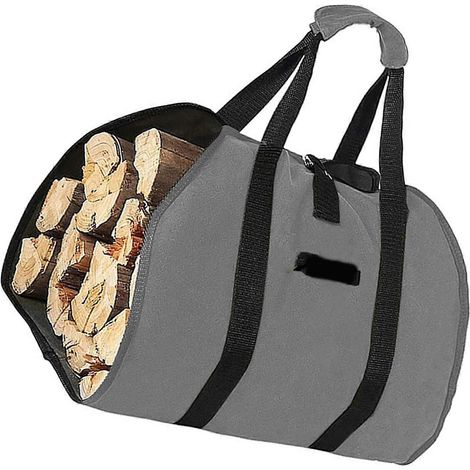 Sac à bois de chauffage spacieux pour l'extérieur en tissu Oxford imperméable poignée renforcée facile à nettoyer équipement de camping gris-gris (1/5)