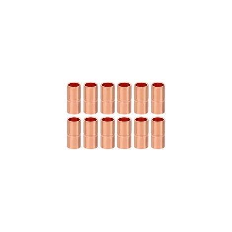 12pcs Manchons à Souder en Cuivre, 6.35mm Raccords de Couplage Tuyau, Raccord de Tuyauterie Droit pour Raccordements Plomberie HVAC Climatisation Chauffage Réseaux, Épaisseur 0.8mm