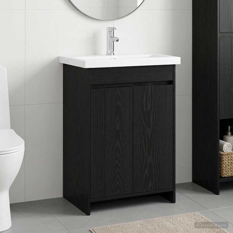 vidaXL Badezimmermöbel-Set Schwarze Eiche 81 x 40 x 84,5 cm (1/5)