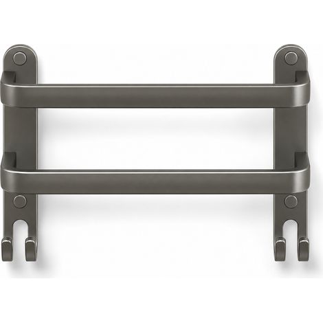 Doppelter Wand-Handtuchhalter mit Haken Grau 40 cm (1/5)