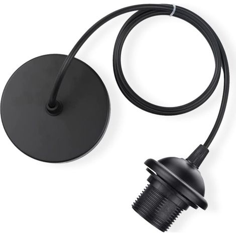 2 Pièces E27 Porte Lampe Suspension,Câble Suspension Luminaire,Pendentif Suspendue Accessoires en Métal,Câble Réglable 100CM pour Café Magasin Chambre Bar(Noir) (1/5)