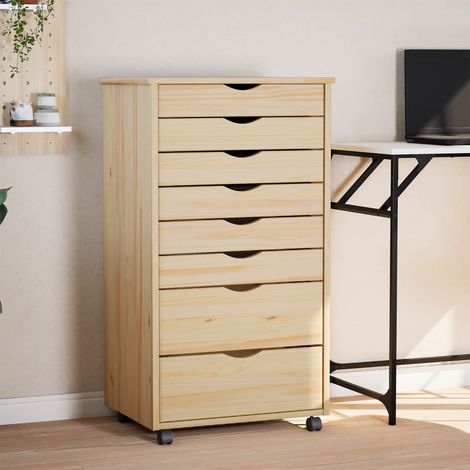 vidaXL Armadietto Rotolante con Cassetti MOSS Vernice trasparente