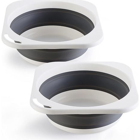 Bassine à vaisselle multifonctionnelle en plastique, petite bassine pliable et portable, bac à vaisselle 5 L (1,4 gallon) (Gris, 2) (1/5)