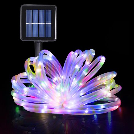 Guirlande Tube Lumineuse Solaire, Étanche Guirlande Lumineuse 12 Mètre 8 Modes 100 LED Solaire Tube Lumineux pour Jardin Chambre Mariage Fête Décoration de Noël (1/5)