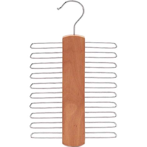 Krawattenhalter aus Holz für den Kleiderschrank, Krawattenhalter, Aufbewahrung von Krawatten und Gürtelhaltern, Kleiderbügel, Gürtelständer, Organizer für Schals, Gürtel, 360° drehbarer Haken (1/5)