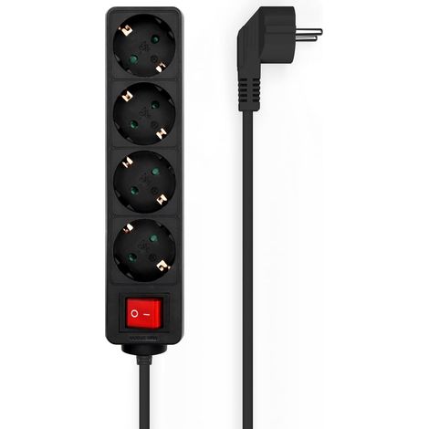 Base Multiple 4 Prises avec Interrupteur avec Câble 3×1.5mm2-1.4m - Couleur Noir (1/3)