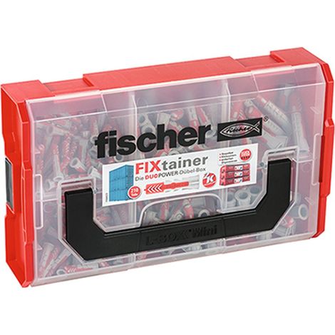 Fischer – Assortiment de chevilles DUOPOWER 210 pièces – 60 chevilles 6x30mm, 30 chevilles 8x40mm, 15 chevilles 10x50mm – Vis adaptées 4,5x40mm, 5,0x60mm, 7,0x70mm