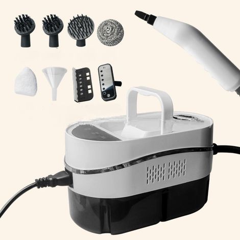 Nettoyeur vapeur portatif, nettoyeur vapeur haute pression haute température pour la maison, nettoyeur vapeur multifonction portable 1,2 L, pour la maison, la climatisation--Blanc (1/4)