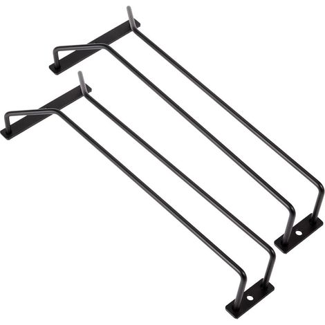 Lot de 2 Porte-verres, métal noir, support sous étagère, 30,5 cm, pour cuisine, bar, restaurant