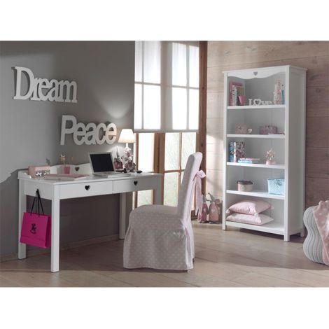 Pack - Bureau Enfant & Bibliothèque "Amori" Blanc (1/3)