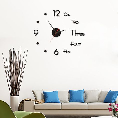 Horloge murale lumineuse créative DIY 40cm noir acrylique silencieux pour salon, petite taille (1/3)