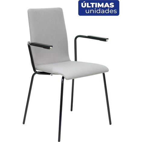 Pack 4 Stühle Giles war grau schwarz Chassis mit Armlehnen