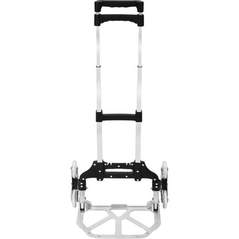 Carro de mano de 6 ruedas, capacidad de hasta 75 kg, color plata y negro. (1/2)