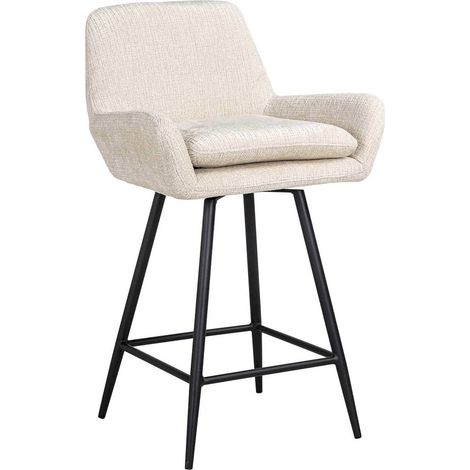 Tabouret de comptoir en chenille beige - Beige doux (1/5)