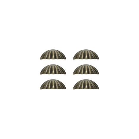 Lot de 6 Poignées Coquille en Bronze Antique – 6,4 cm, Poignées de Meubles pour Armoire et Tiroirs