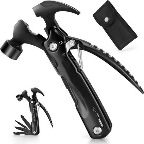 Marteau Multifonction - 12 En 1 - Acier Inoxydable - Noir - Pour Camping Randonnée Extérieur - 1 Pièce (1/4)