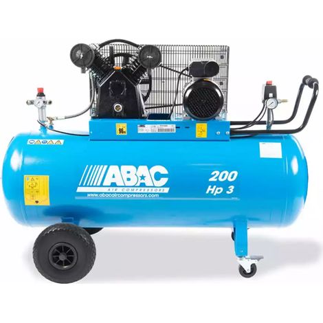 Abac – Compresseur d'air à piston 3 CV 400 V – Réservoir 200 litres – Débit 21,8 m3/h – Pression 9 bar – Pour chantiers humides (1/3)