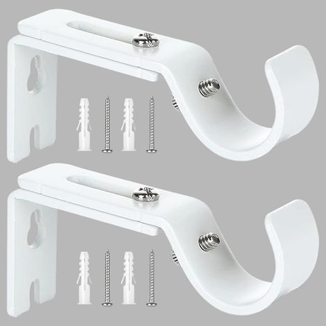 (Blanc) Support de Tringle à Rideau Réglable,2 Pcs Supports Murale Réglables,Support pour Tringle à Rideau,Compatible avec les tringles à rideau d'un diamètre maximal de 20mm25mm.