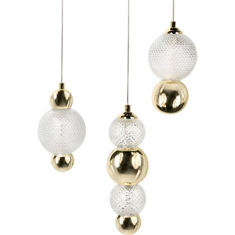 Lámpara colgante LED pantalla de vidrio base de metal estilo glamuroso dorado SORA