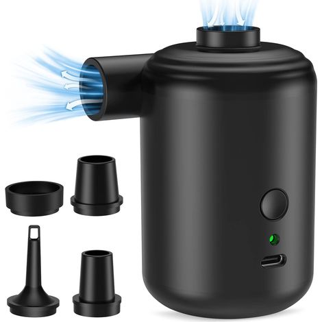 Bomba de aire eléctrica para inflar y desinflar, recargable de 4000 mAh con 4 boquillas para colchones, bomba de aire portátil para inflables, piscinas infantiles y flotadores. (1/5)