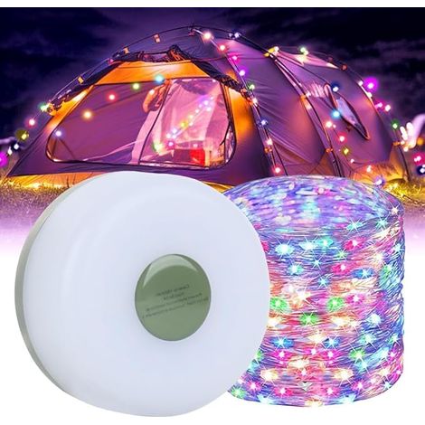 Lichterkette für drinnen und draußen, wasserdicht, 30 LEDs, Camping-Lichterkette mit 8 m langer Lichterkette mit 5 Modi für Weihnachtsbaum, Garten, Hof, Camping (Farben, 8m) [Energieklasse A]
