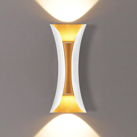 GROOFOO 20W Créatif Moderne Applique Murale LED Lampe Murale Imperméable IP65 Aluminium Lèche-murs LED Intérieur Extérieur blanc + or (1/5)